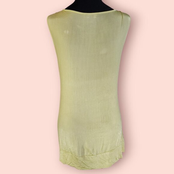 Y2K VTG bebe sleevless ruched draped green top size L baddie 2000s mcbling - Picture 2 of 9
